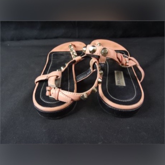 Balenciaga Women's Pink Studded T-Bar Sandals Size: 38 - Picture 8 of 14